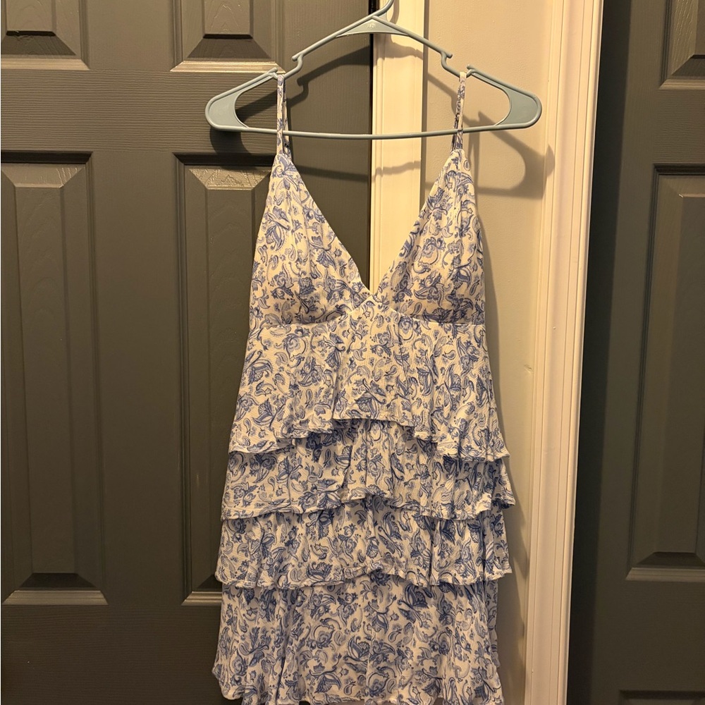 Hollister Blue and White Floral Dress
